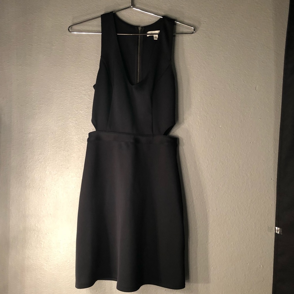A black deep V neck dress cute for dates!